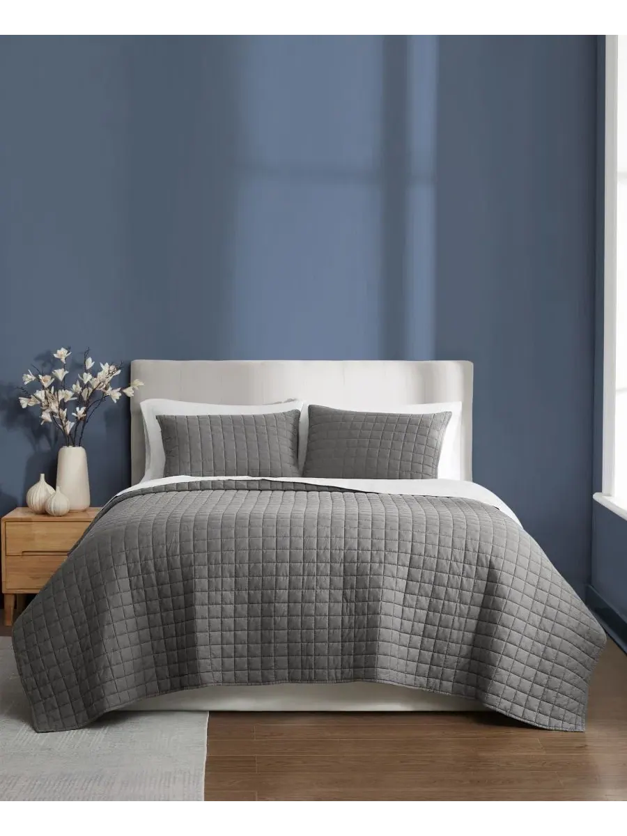 Комплект постельного белья из 3 предметов Essential Cotton, бренд Brooklyn Loom — изображение 1 из 4, серый