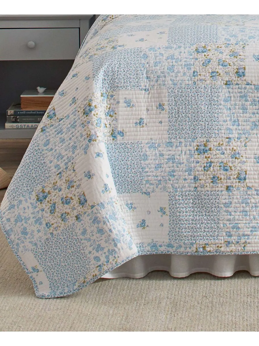 Комплект постельного белья Kenna Cotton, двусторонний, 3 предмета, размер Full/Queen Laura Ashley — изображение 6 из 8, синий
