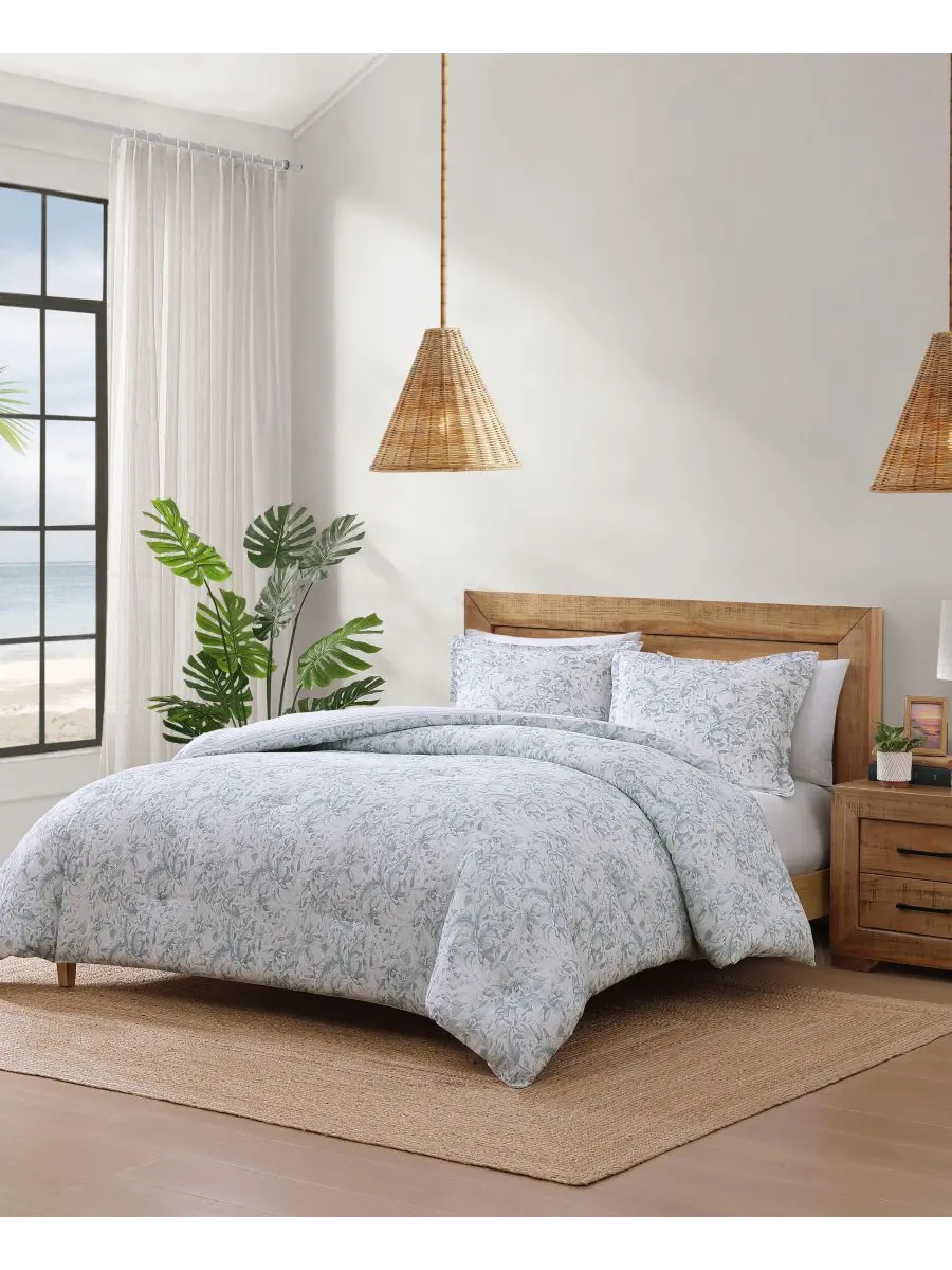 Комплект постельного белья Tommy Bahama Orchid Bay Floral из 3 предметов, размер Full/Queen Tommy — изображение 2 из 9, синий