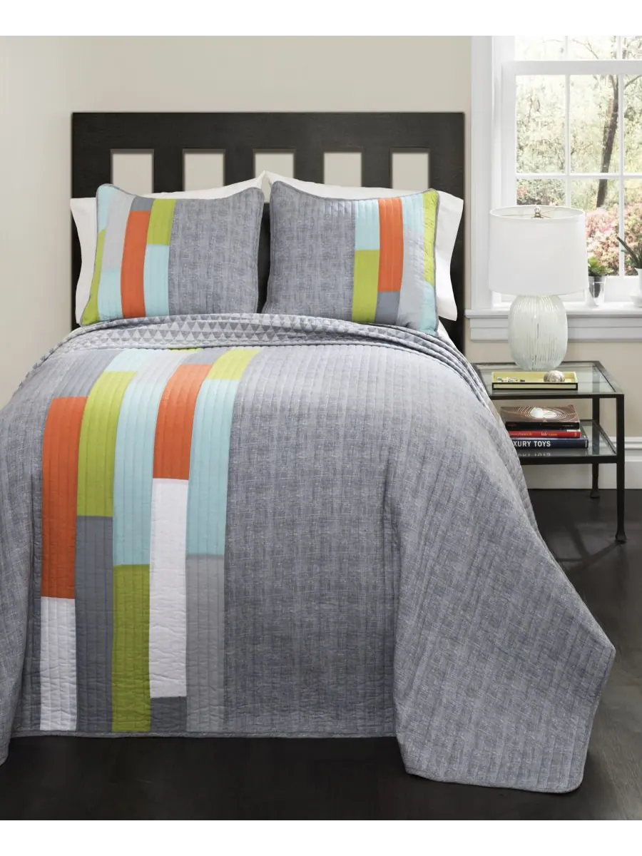 Комплект постельного белья Shelly Stripe из 3 предметов, размер King Lush Décor — изображение 1 из 3, оранжевый