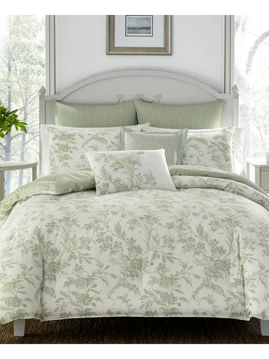 Комплект постельного белья Natalie из 7 предметов, размер King Laura Ashley, шалфейный — изображение 1 из 10