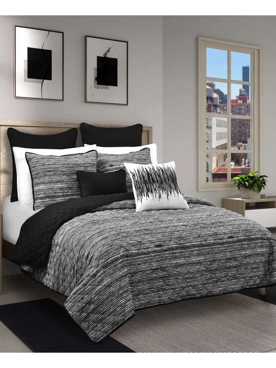 Комплект постельного белья Dalton Sleek Stripe из 2 предметов, размер Twin/Twin XL Royal Court — изображение 1 из 6, черный