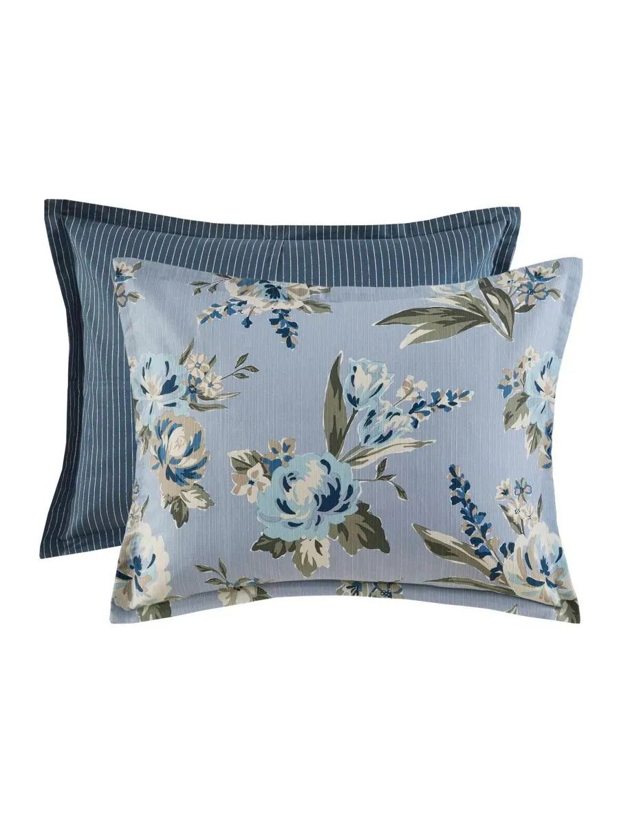 Комплект постельного белья Salara Vintage Floral, 7 предметов, размер King Madison Park — изображение 5 из 10, синий