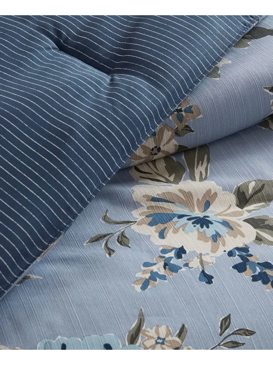 Комплект постельного белья Salara Vintage Floral, 7 предметов, размер King Madison Park — изображение 9 из 10, синий
