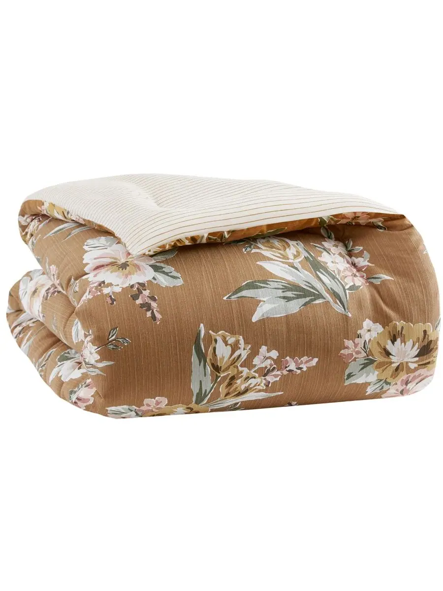 Комплект постельного белья Salara Vintage Floral, 7 предметов, размер King Madison Park — изображение 7 из 10, оранжевый