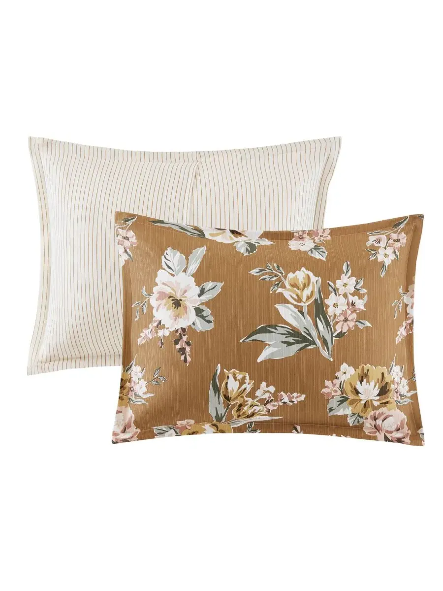 Комплект постельного белья Salara Vintage Floral, 7 предметов, размер King Madison Park — изображение 8 из 10, оранжевый