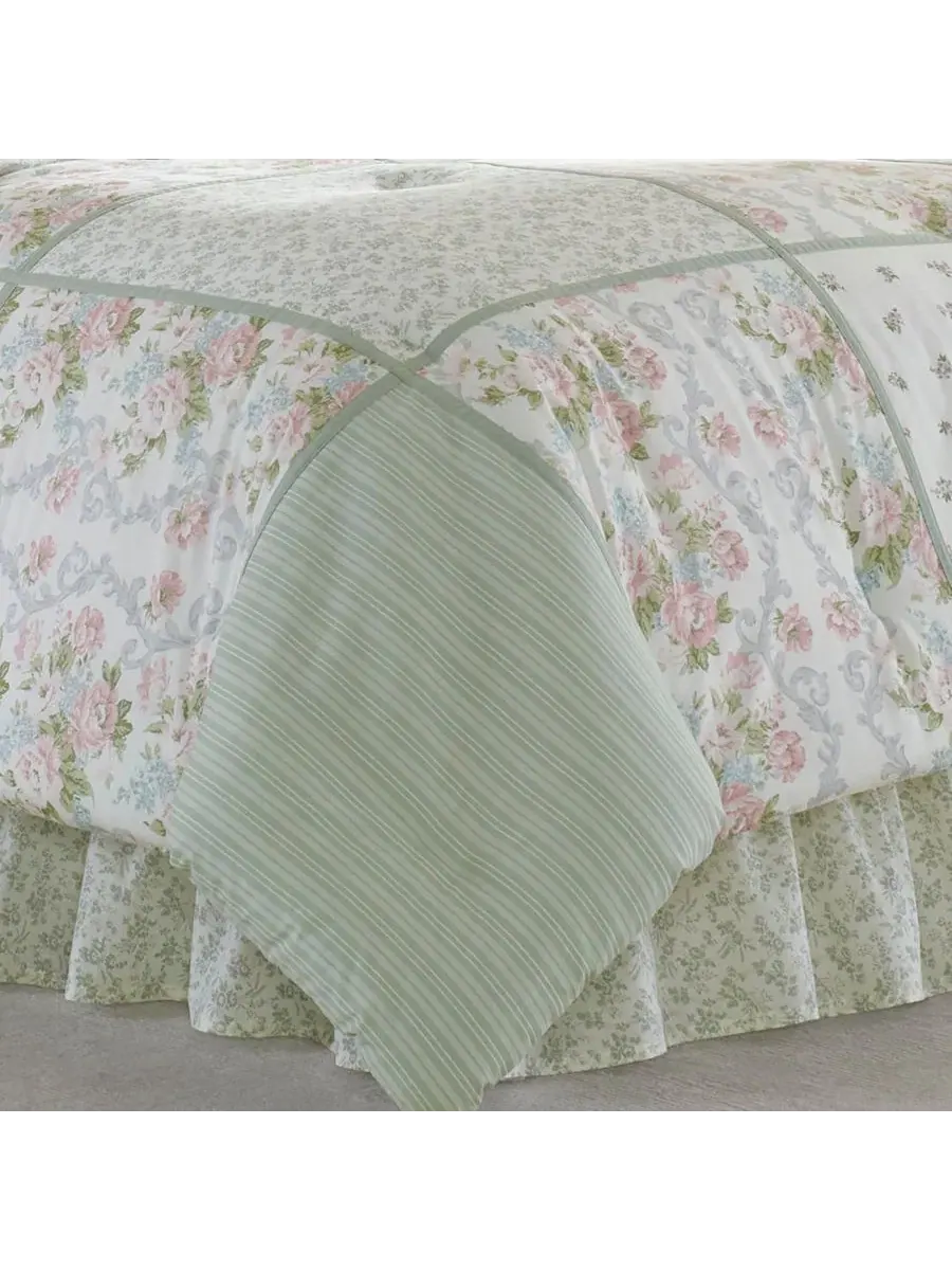 Комплект постельного белья с цветочным принтом Harper Cotton Reversible Laura Ashley — изображение 3 из 4, яркий зеленый