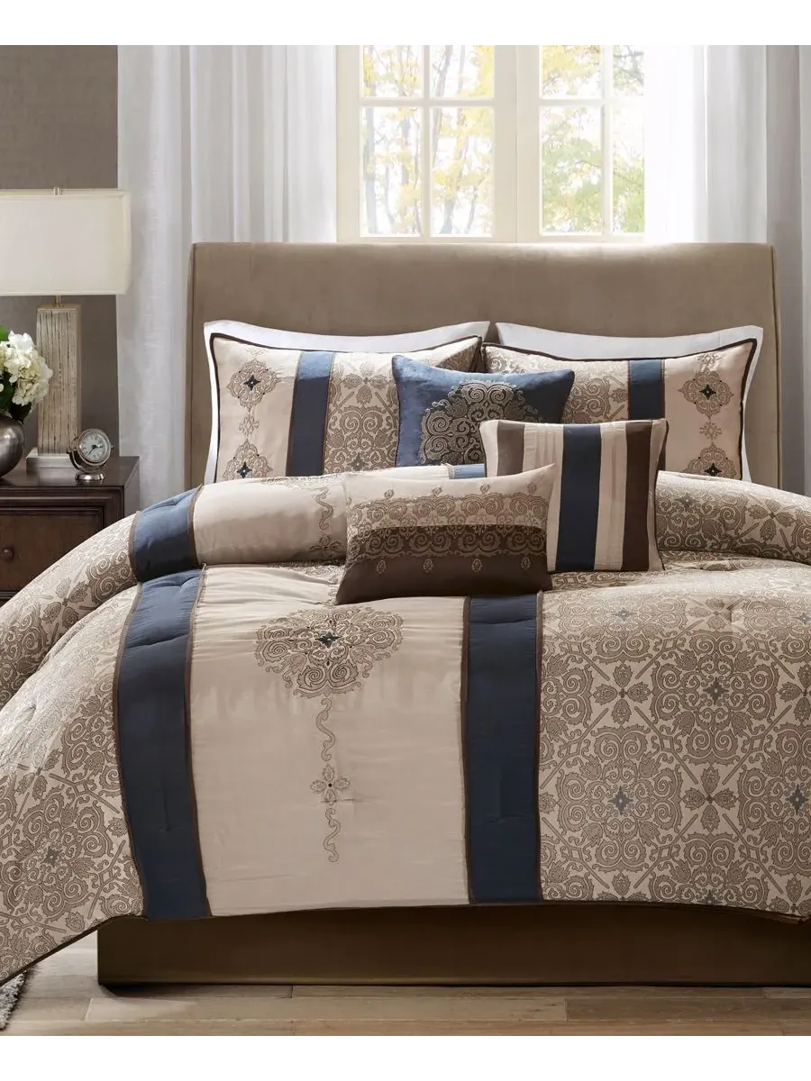 Комплект постельного белья Donovan Jacquard Medallion из 7 предметов, размер King Madison Park — изображение 1 из 7