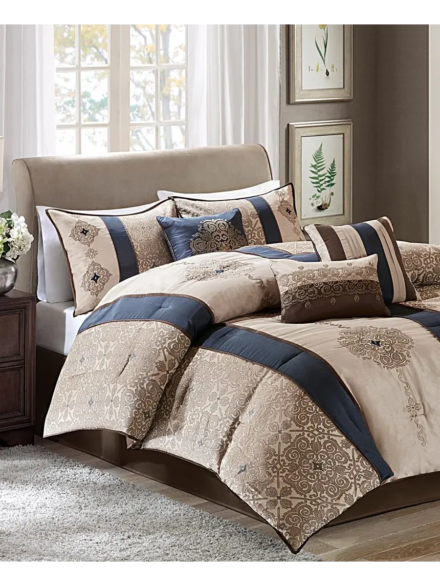 Комплект постельного белья Donovan Jacquard Medallion из 7 предметов, размер King Madison Park — изображение 2 из 7
