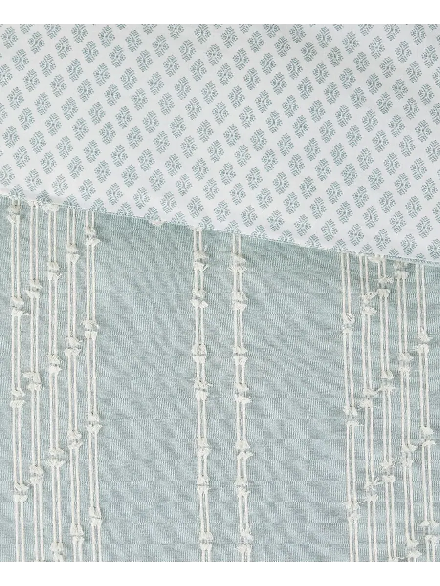 Комплект постельного белья Kara Jacquard из 3 предметов, размер King/California King Ink+Ivy — изображение 8 из 9, голубой