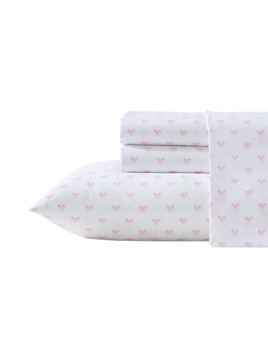 Комплект постельного белья из микрофибры Lovely Bows, 3 предмета, размер Twin XL Laura Ashley — изображение 1 из 8, розовый