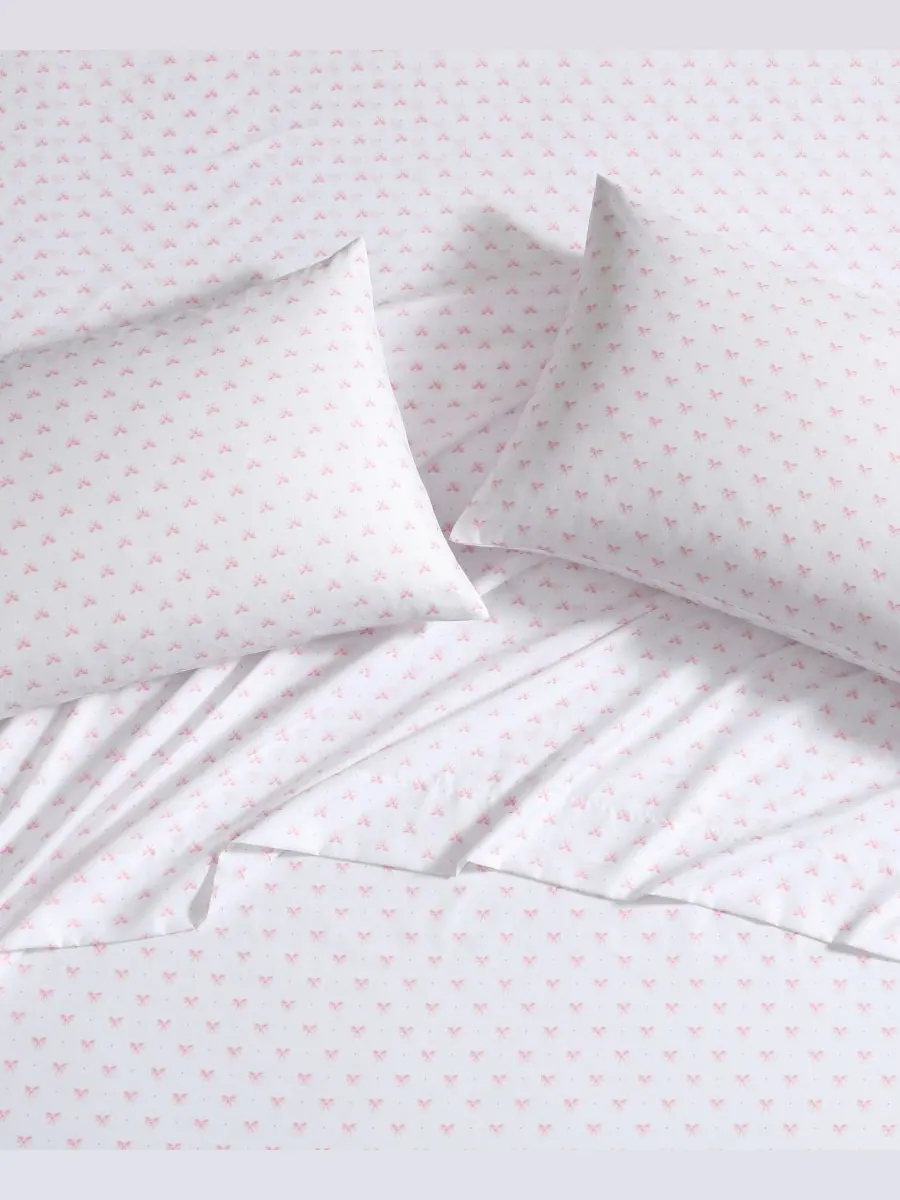 Комплект постельного белья из микрофибры Lovely Bows, 3 предмета, размер Twin XL Laura Ashley — изображение 2 из 8, розовый