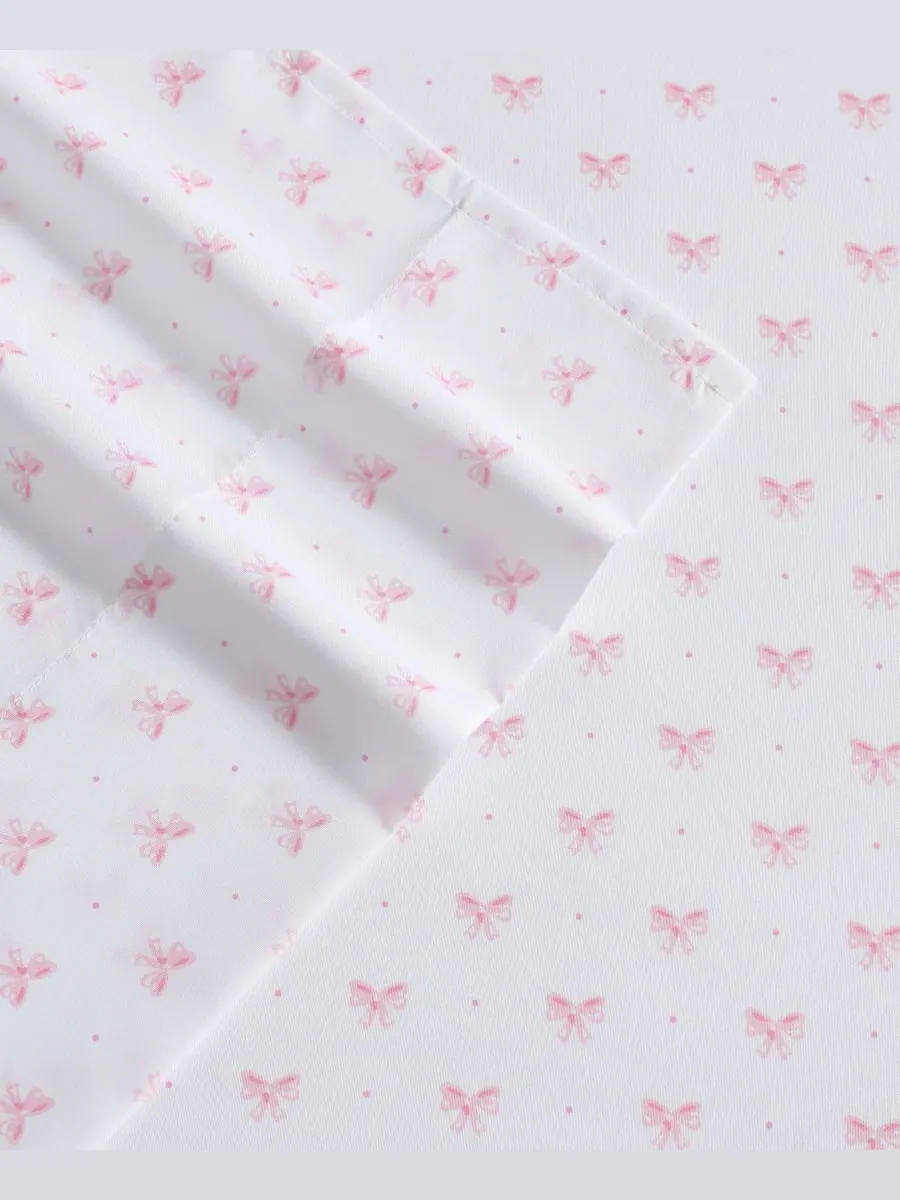 Комплект постельного белья из микрофибры Lovely Bows, 3 предмета, размер Twin XL Laura Ashley — изображение 4 из 8, розовый