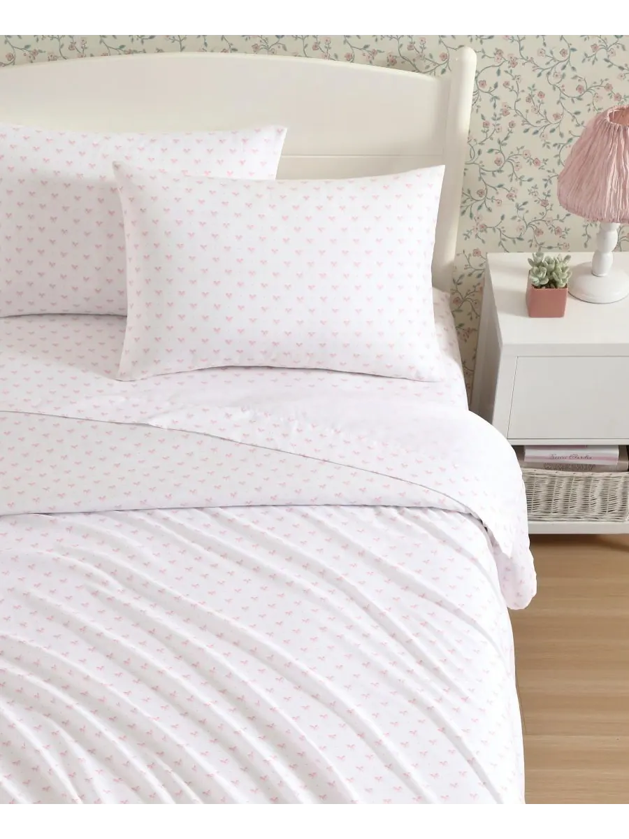 Комплект постельного белья из микрофибры Lovely Bows, 3 предмета, размер Twin XL Laura Ashley — изображение 5 из 8, розовый
