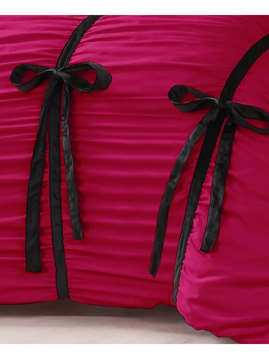Комплект постельного белья Amelie Velvet Bows Ruched, 3 предмета, размер King Juicy Couture — изображение 7 из 7, розовый