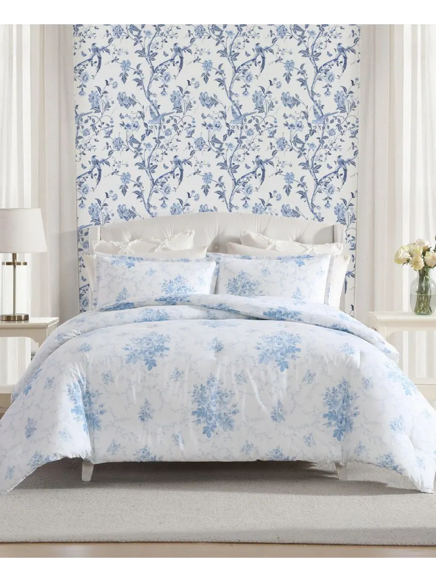 Комплект постельного белья Sophia Cotton из 3 предметов, размер King Laura Ashley — изображение 1 из 6, светлый синий