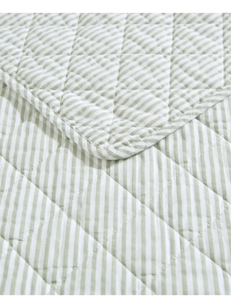 Двусторонний комплект постельного белья Oxford Stripe, 2 предмета, размер Twin Laura Ashley — изображение 5 из 9, зеленый