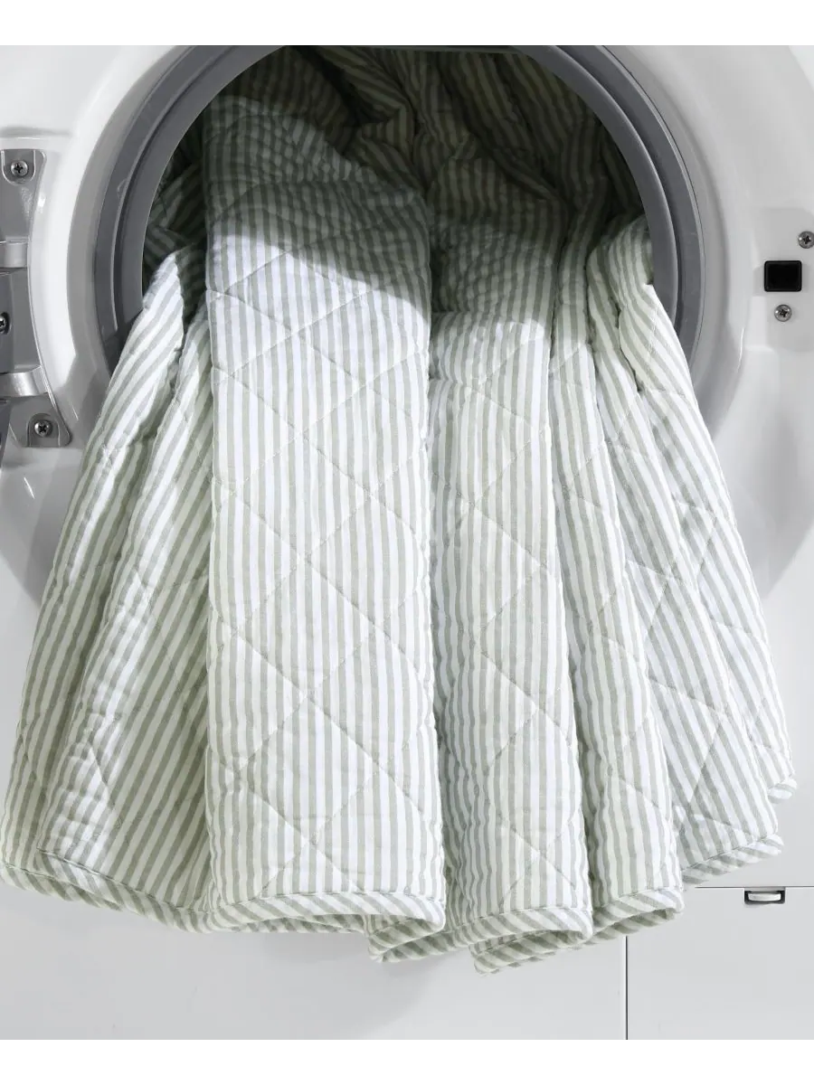 Двусторонний комплект постельного белья Oxford Stripe, 2 предмета, размер Twin Laura Ashley — изображение 9 из 9, зеленый