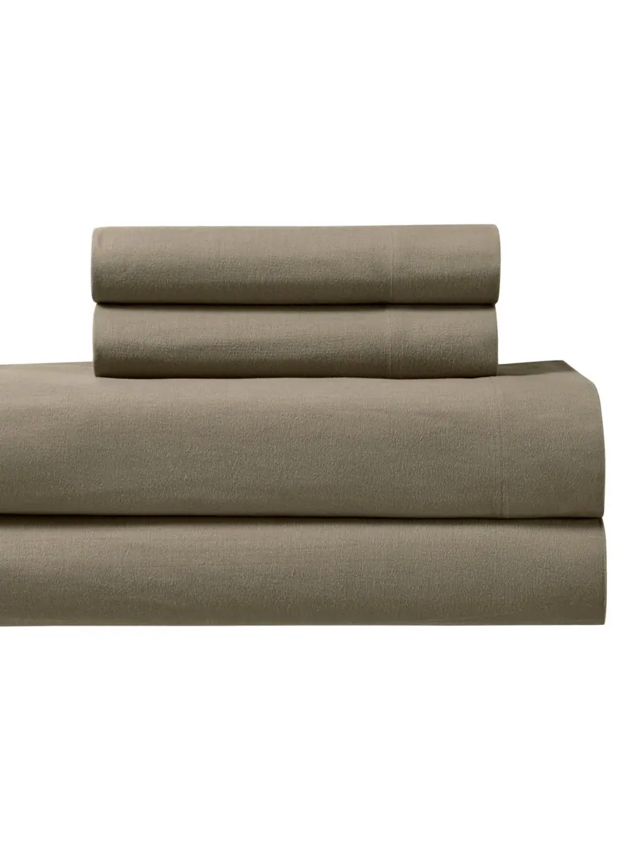 Комплект из 4 простыней из плотной фланели, размер full. Egyptian Linens — изображение 1 из 5, тауп