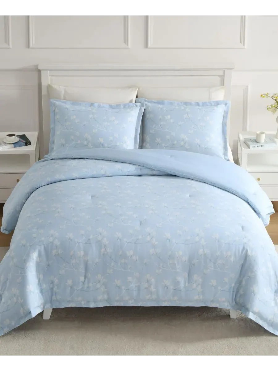 Комплект постельного белья Magnolia Grove из 3 предметов, размер Full/Queen Laura Ashley — изображение 3 из 7, светлый синий