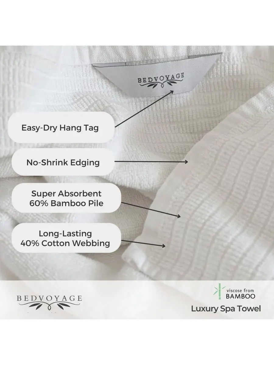Набор полотенец для спа из 6 предметов, банные, Viscose from Bamboo BedVoyage — изображение 5 из 6, облачный