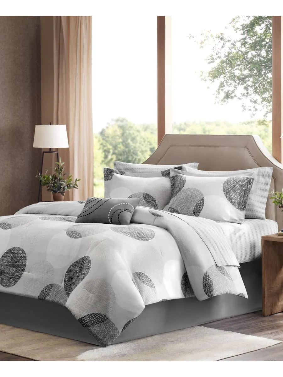 Комплект постельного белья Knowles из 7 предметов, размер Twin Madison Park Essentials — изображение 2 из 7, серый