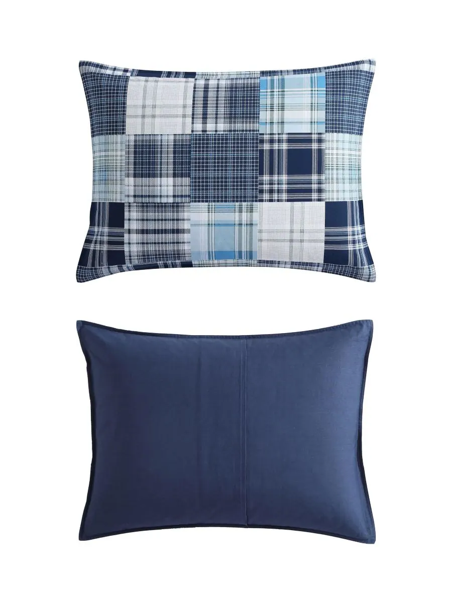 Комплект постельного белья Mason Patchwork из 3 предметов, размер King Nautica — изображение 2 из 5, синий/зеленый