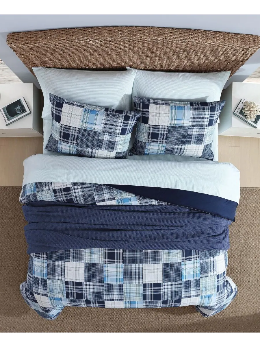 Комплект постельного белья Mason Patchwork из 3 предметов, размер King Nautica — изображение 5 из 5, синий/зеленый