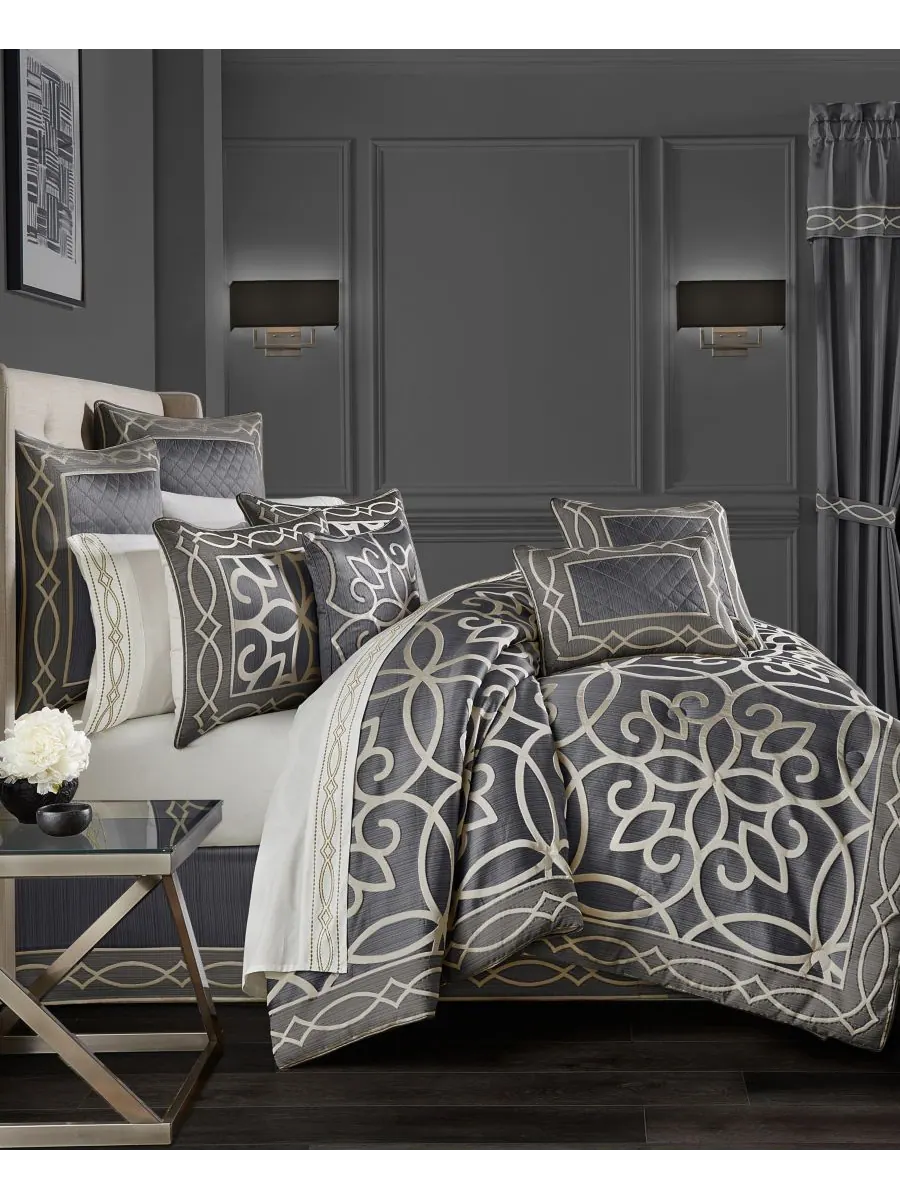 Комплект постельного белья deco из 4 предметов, размер queen J Queen New York — изображение 1 из 2, темно-серый