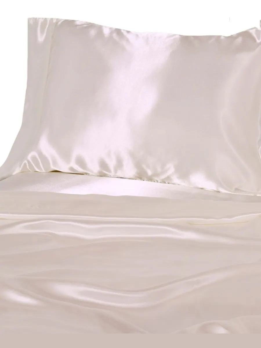 Роскошный сатиновый комплект постельного белья из 4 предметов, размер King Beatrice Home Fashions — изображение 1 из 1, белый