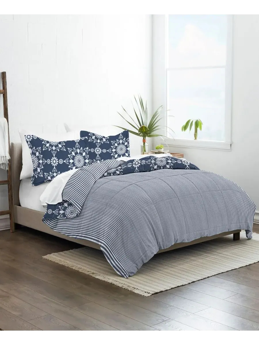 Ультрамягкий двусторонний комплект постельного белья из 3 предметов с рисунком ромашек, размер King — изображение 2 из 10