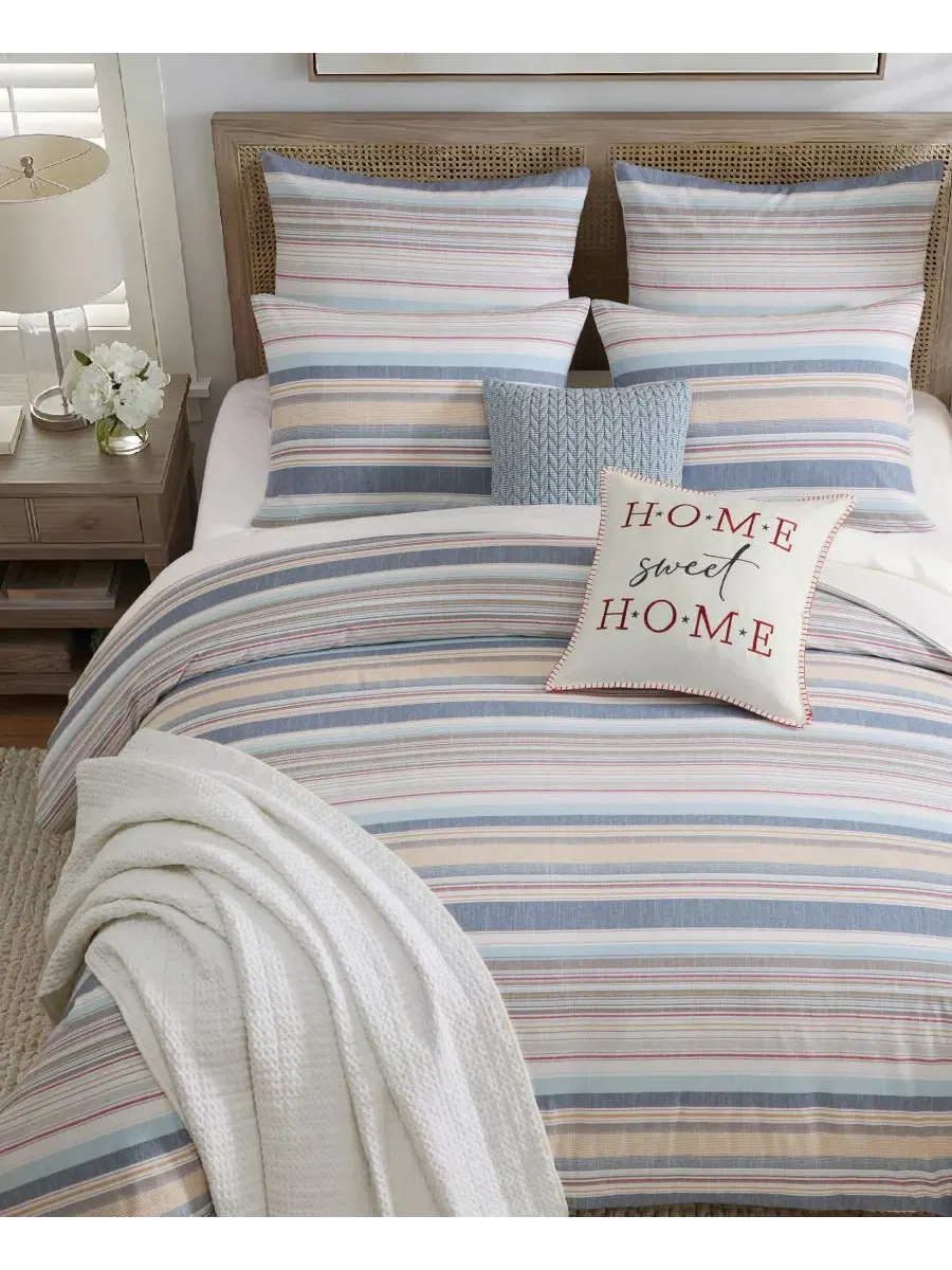 Комплект стеганого одеяла Providence Stripe Reversible Levtex Home — изображение 3 из 5, синий