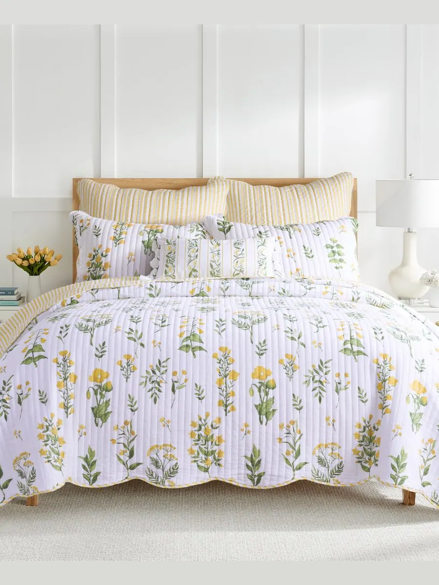 Комплект постельного белья Home Daffodil, двусторонний, 3 предмета, размер King/California King — изображение 3 из 7, желтый
