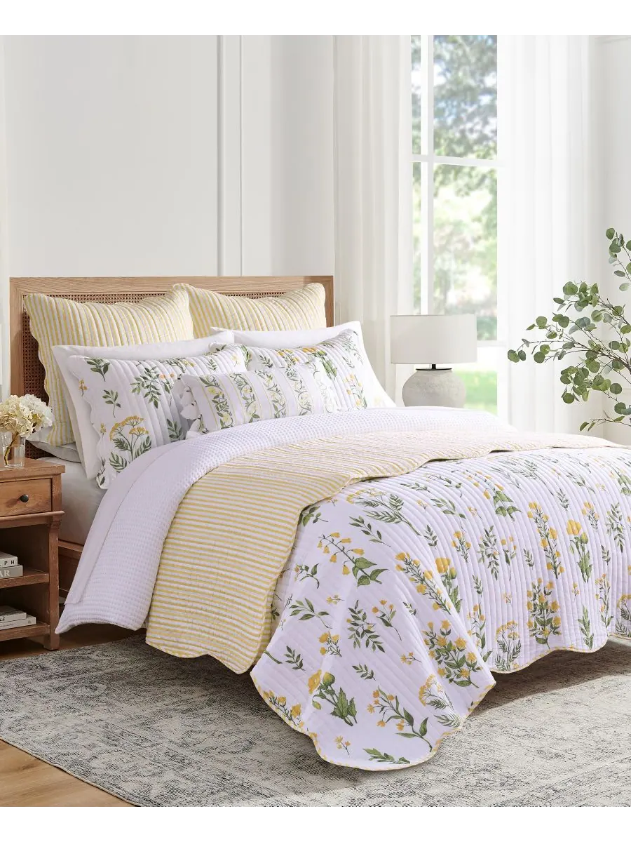 Комплект постельного белья Home Daffodil, двусторонний, 3 предмета, размер King/California King — изображение 4 из 7, желтый