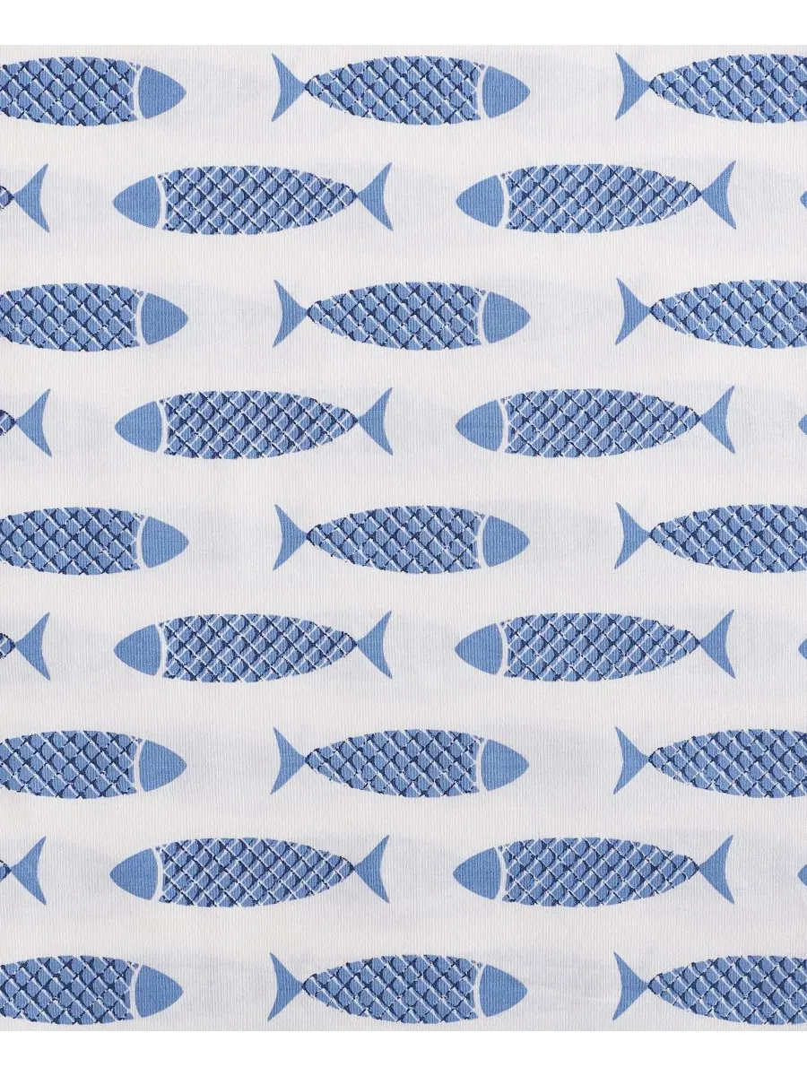 Комплект постельного белья Woodblock Fish Percale, 3 предмета, размер King Nautica — изображение 4 из 6, синий
