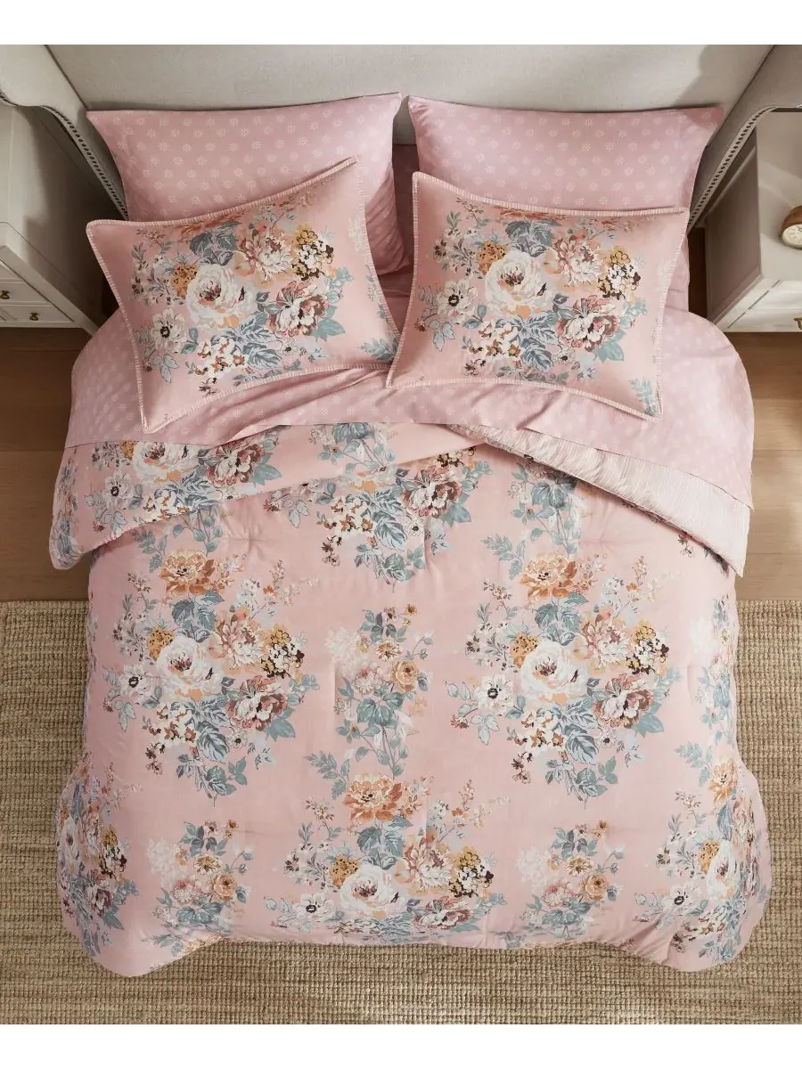 Комплект постельного белья Heather Vintage Floral из 7 предметов, размер Full Madison Park — изображение 5 из 10, розовый