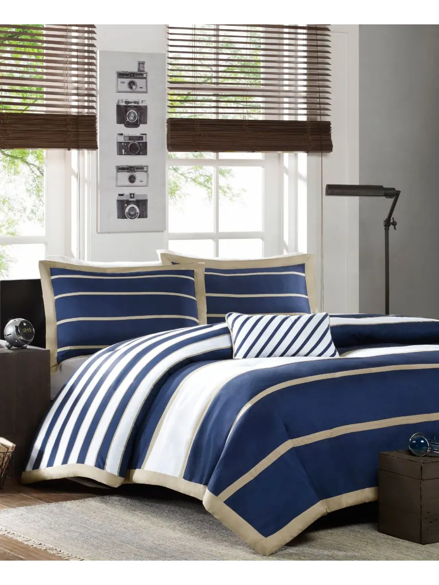 Комплект постельного белья Ashton из 3 предметов, размер Twin/Twin XL Intelligent Design — изображение 2 из 7, темно-синий