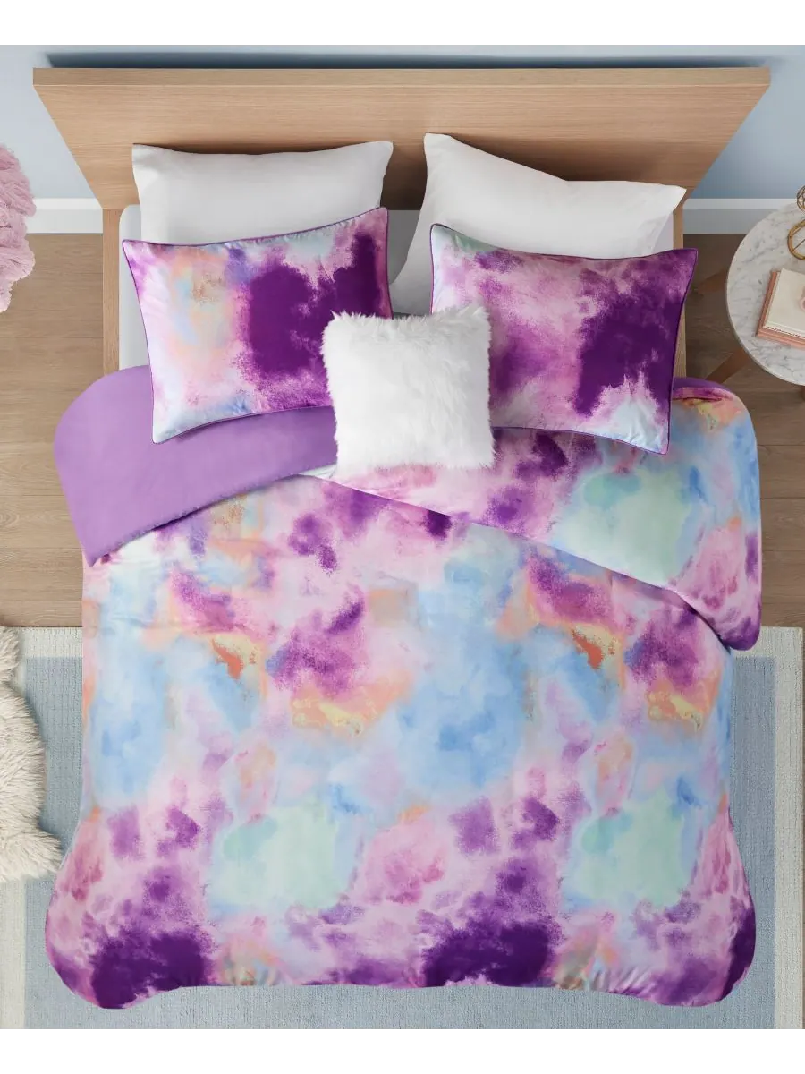 Комплект постельного белья cassiopeia watercolor tie dye, 4 предмета, размер full/queen — изображение 4 из 9, фиолетовый
