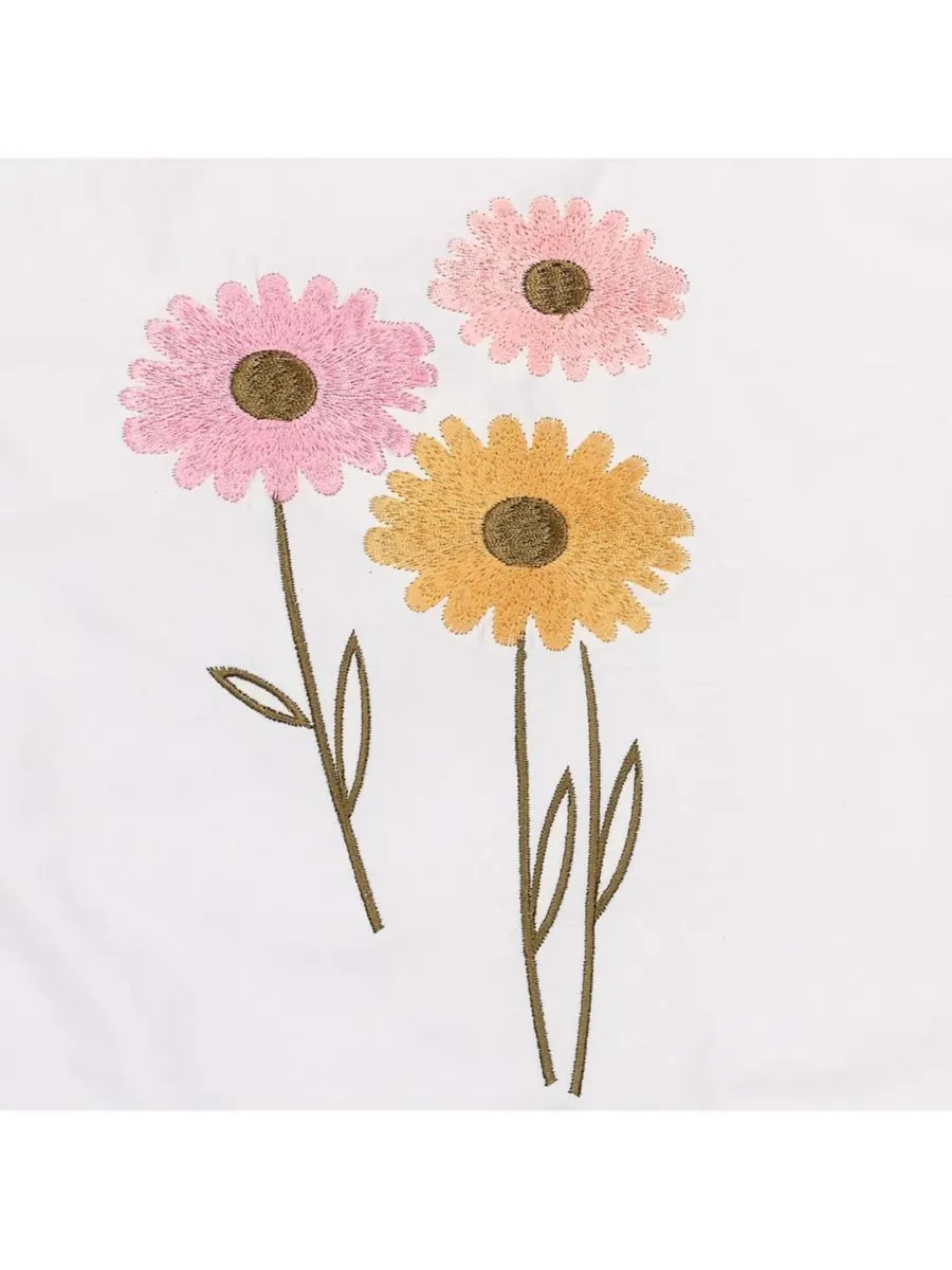 Комплект постельного белья для детской кроватки Little Garden из 3 предметов с вышитым цветочным — изображение 6 из 10, белый