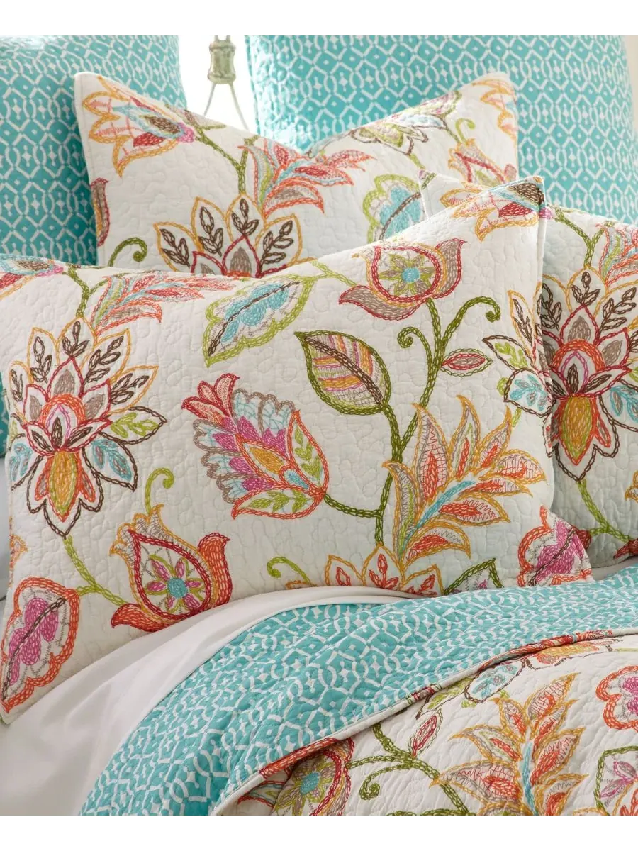 Комплект постельного белья Sophia Floral, 3 предмета, двусторонний, размер King Levtex — изображение 2 из 2, коралл
