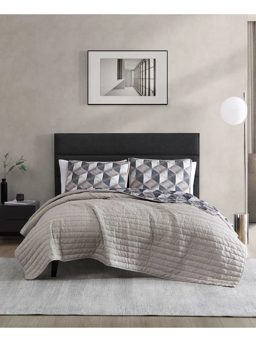 Двусторонний комплект постельного белья Gridwork из 3 предметов, размер Full/Queen Kenneth Cole New — изображение 2 из 9