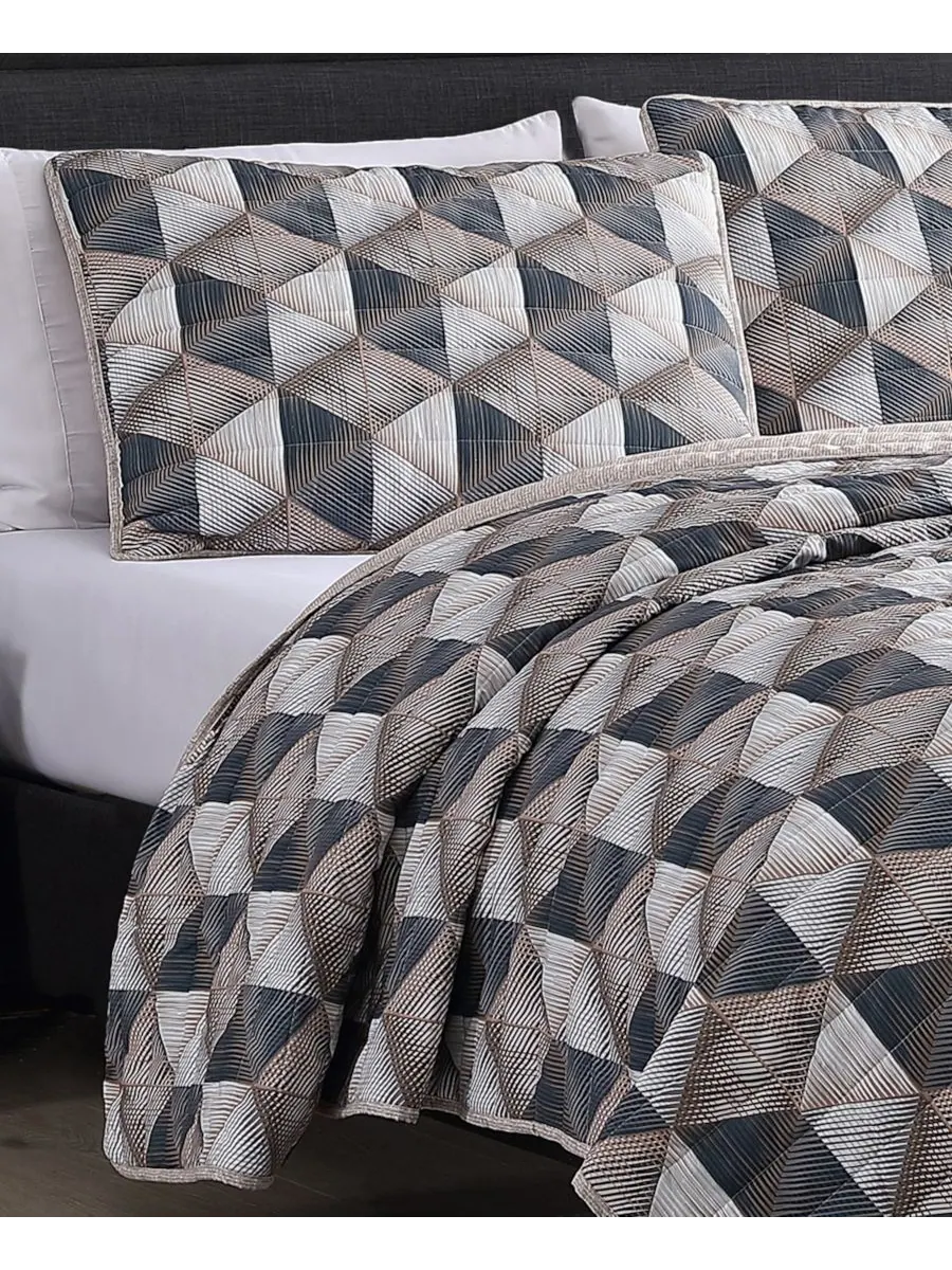 Двусторонний комплект постельного белья Gridwork из 3 предметов, размер Full/Queen Kenneth Cole New — изображение 5 из 9