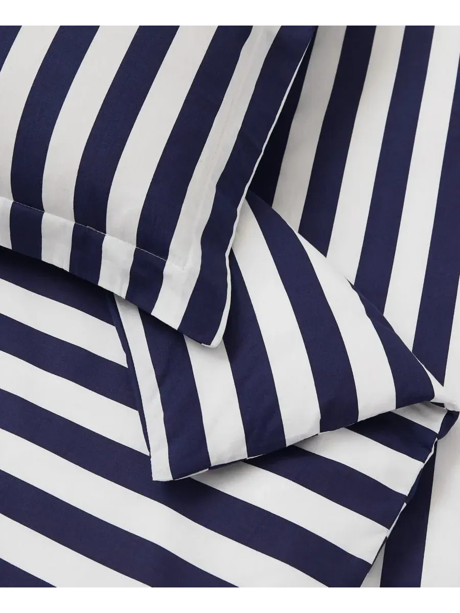 Комплект пододеяльника Levi Stripe, 3 предмета, Full/Queen Brooklyn Loom — изображение 5 из 5, белый темно-синий