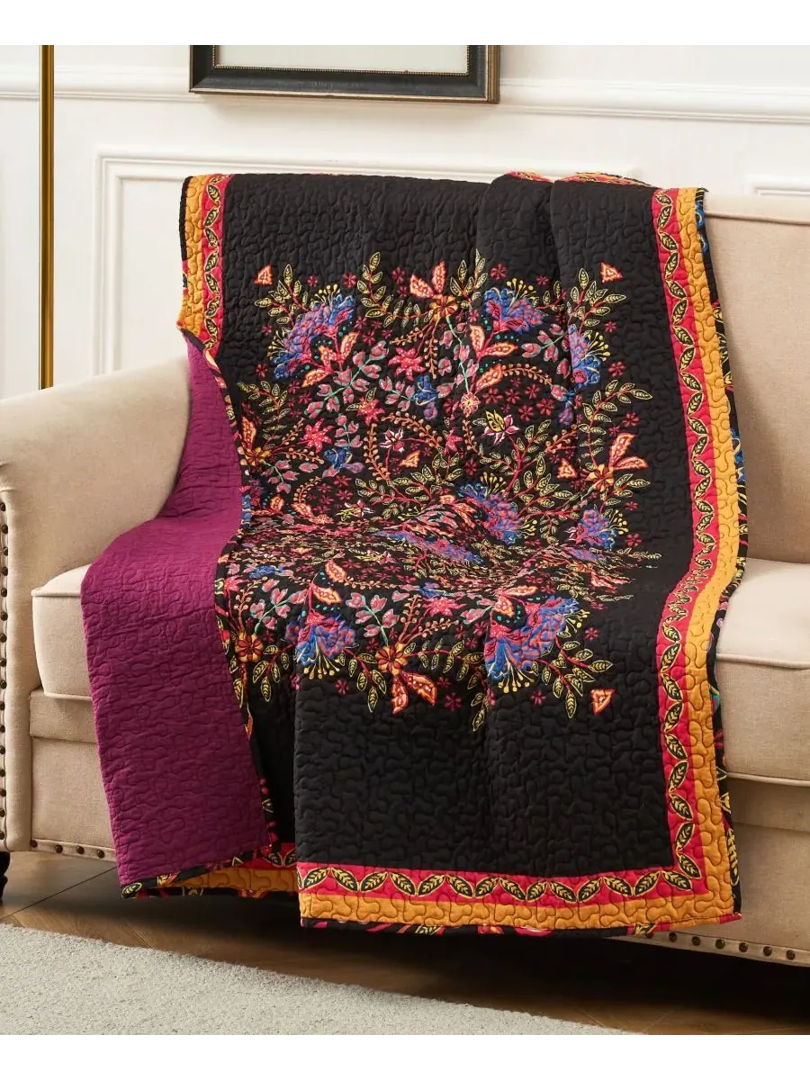 Плед Jessa Vintage Boho Blend, 127 x 152 см Greenland Home Fashions — изображение 4 из 6, синий