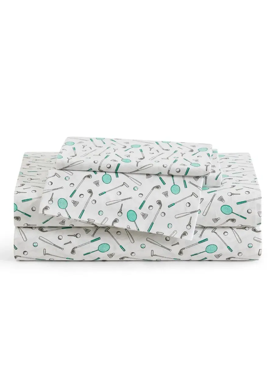 Комплект постельного белья из перкаля Tee Time 200 нитей Tommy Bahama Home — изображение 1 из 4, белый темный зеленый