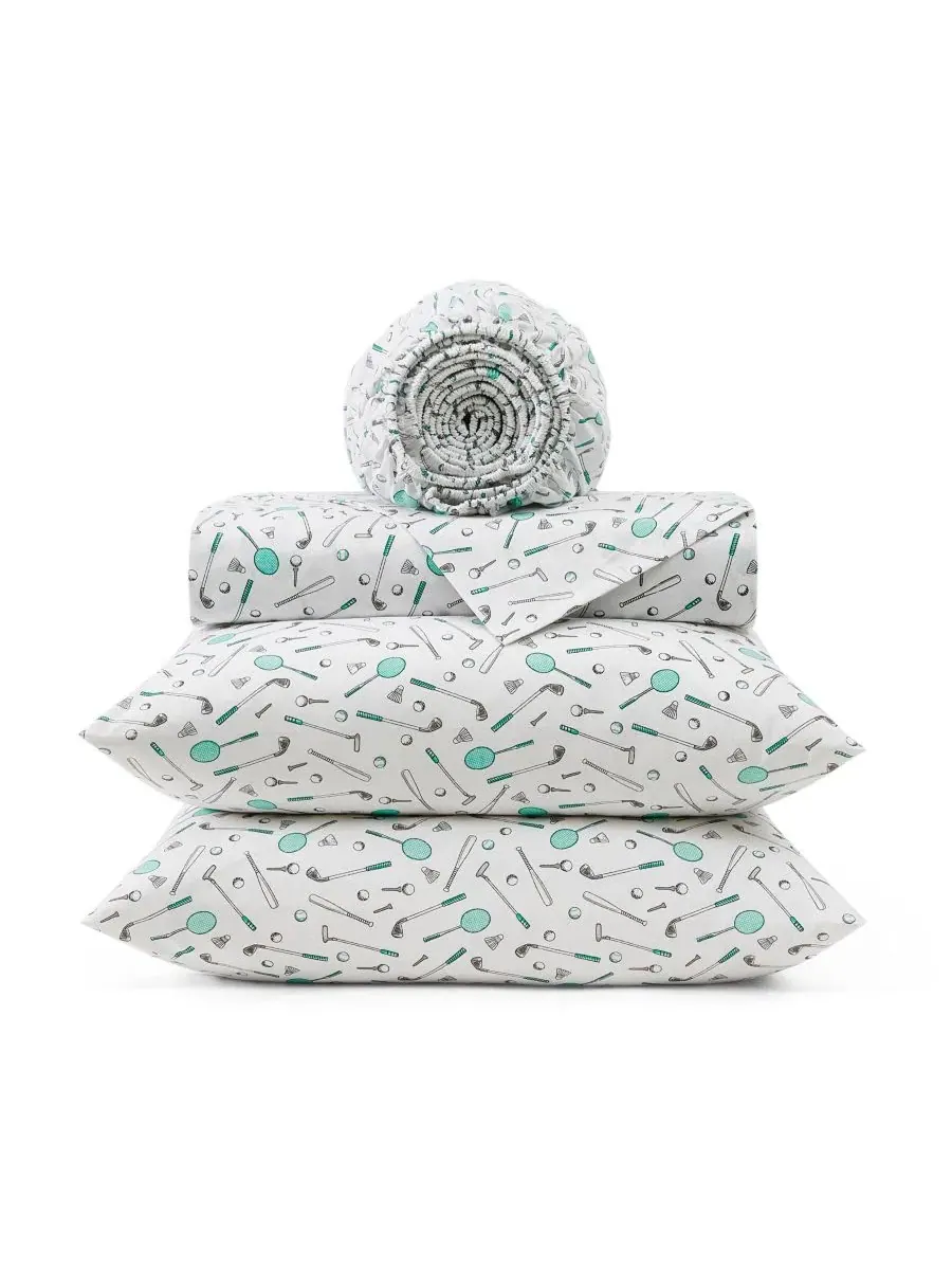 Комплект постельного белья из перкаля Tee Time 200 нитей Tommy Bahama Home — изображение 2 из 4, белый темный зеленый