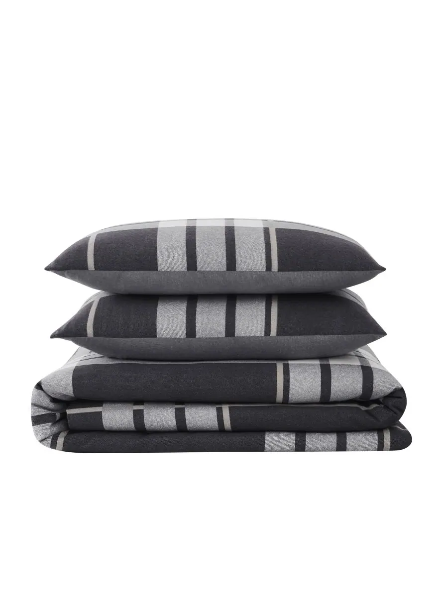 Комплект постельного белья Milo Plaid из 3 предметов, фланель, размер King Truly Soft — изображение 4 из 4, серый