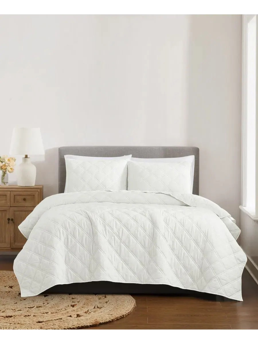 Стеганое одеяло Diamond Washed Cotton 2-предметный комплект, Twin/Twin XL Brooklyn Loom