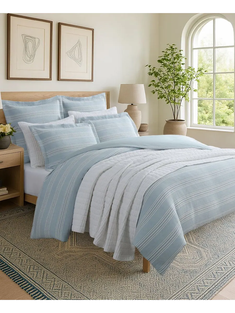 Комплект постельного белья Home Clayton Textured из 3 предметов, размер Queen Levtex — изображение 2 из 6, синий