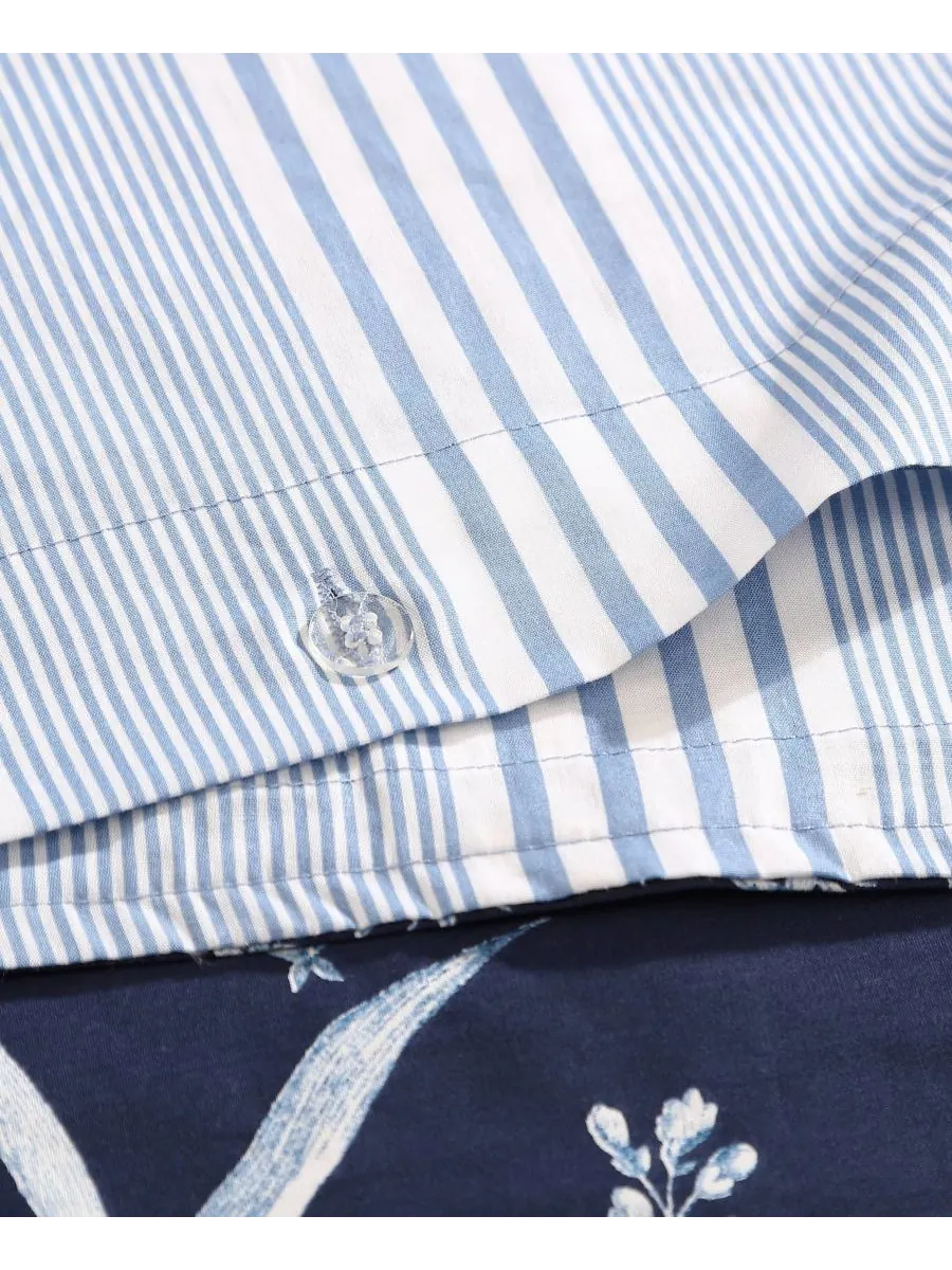 Комплект постельного белья Branch Toile из хлопка, двусторонний, 7 предметов, размер King Laura — изображение 10 из 10, синий